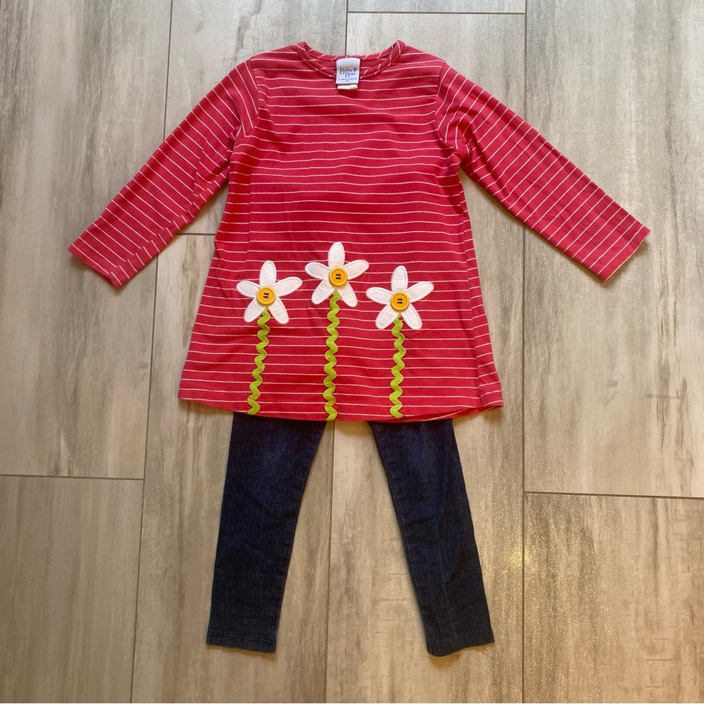 The Bailey Boys Hot Pink Flower Long Sleeve Top & Jeggings Coordinated Set, 4T